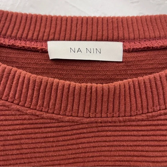 Na Nin rippled cotton oversized sweatshirt one size color cinnamon - Picture 10 of 12